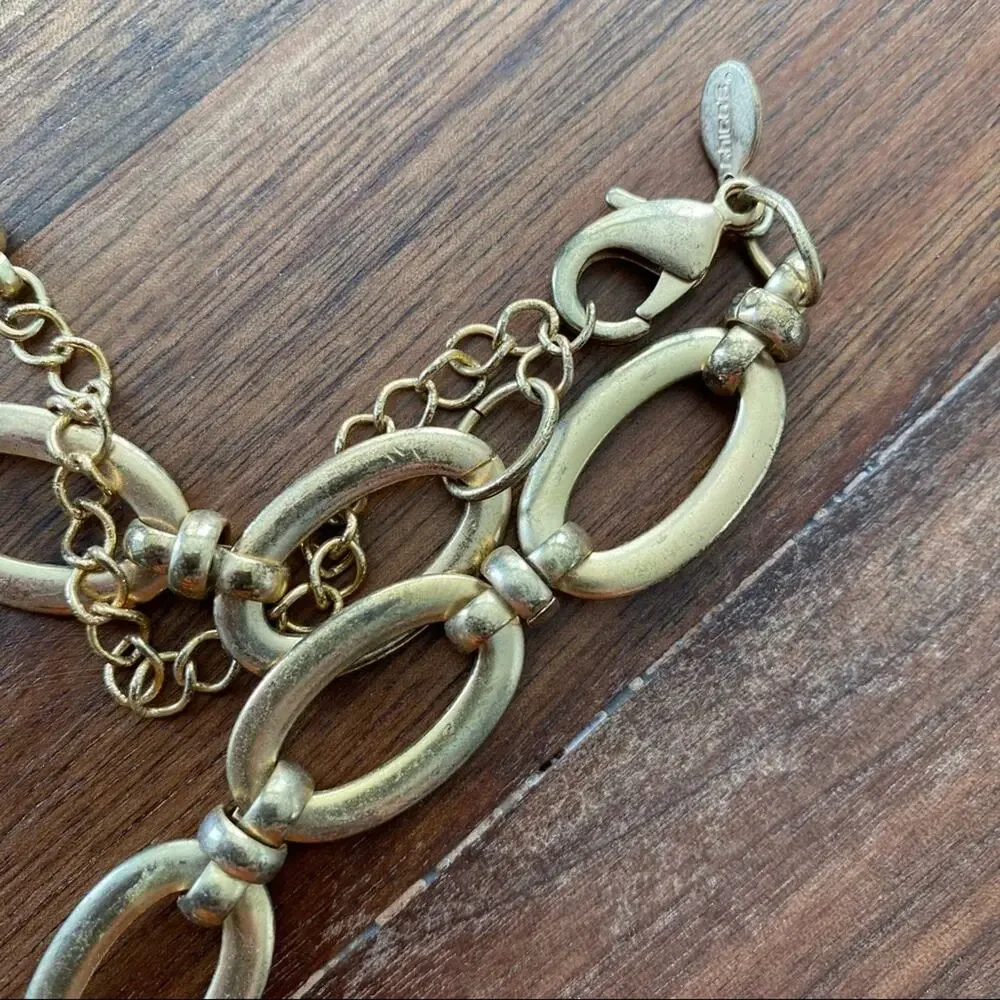Chico’s long gold tone chain statement necklace